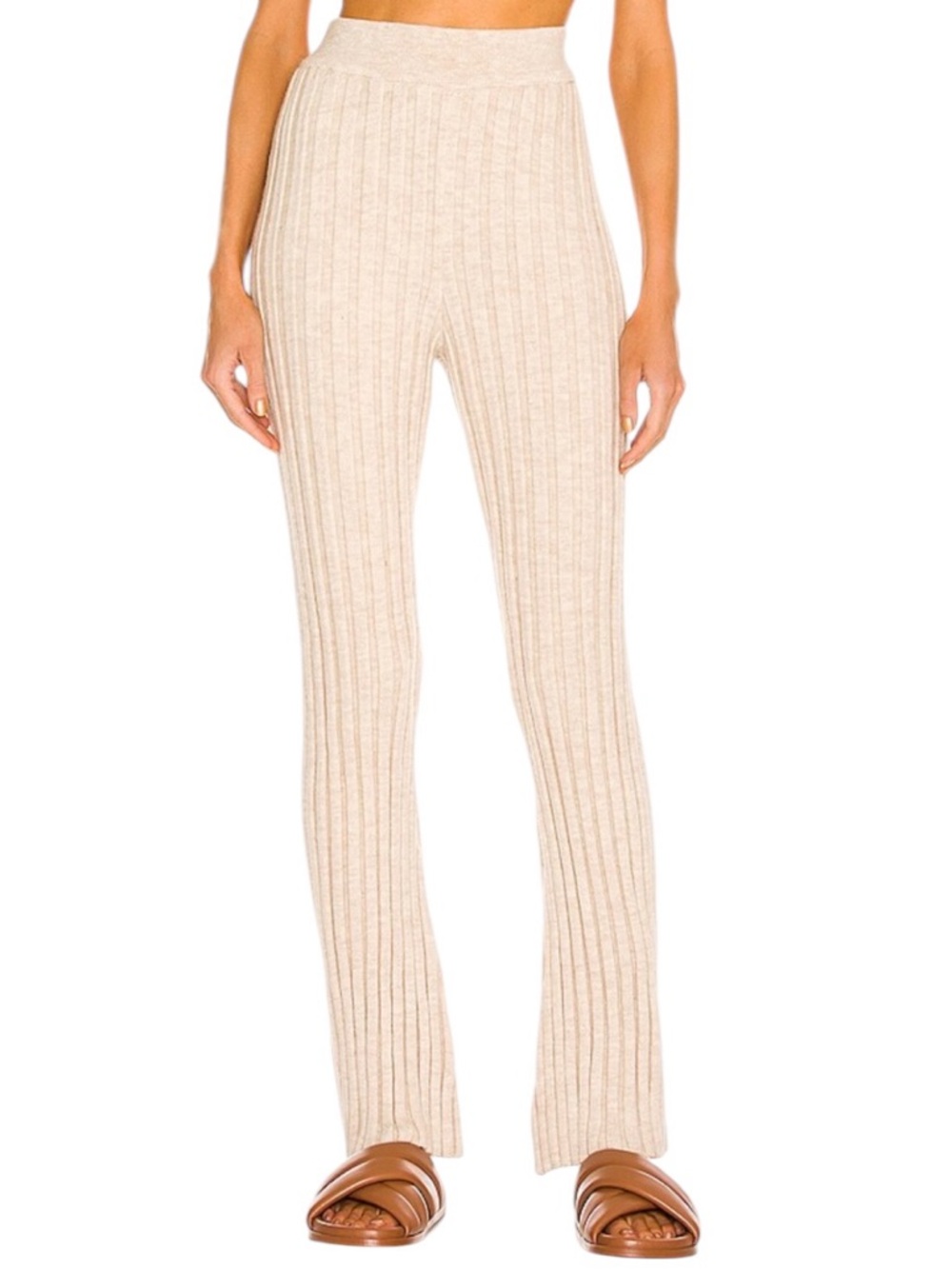 New Anine Bing Val Wool Ribbed Pant in Cream